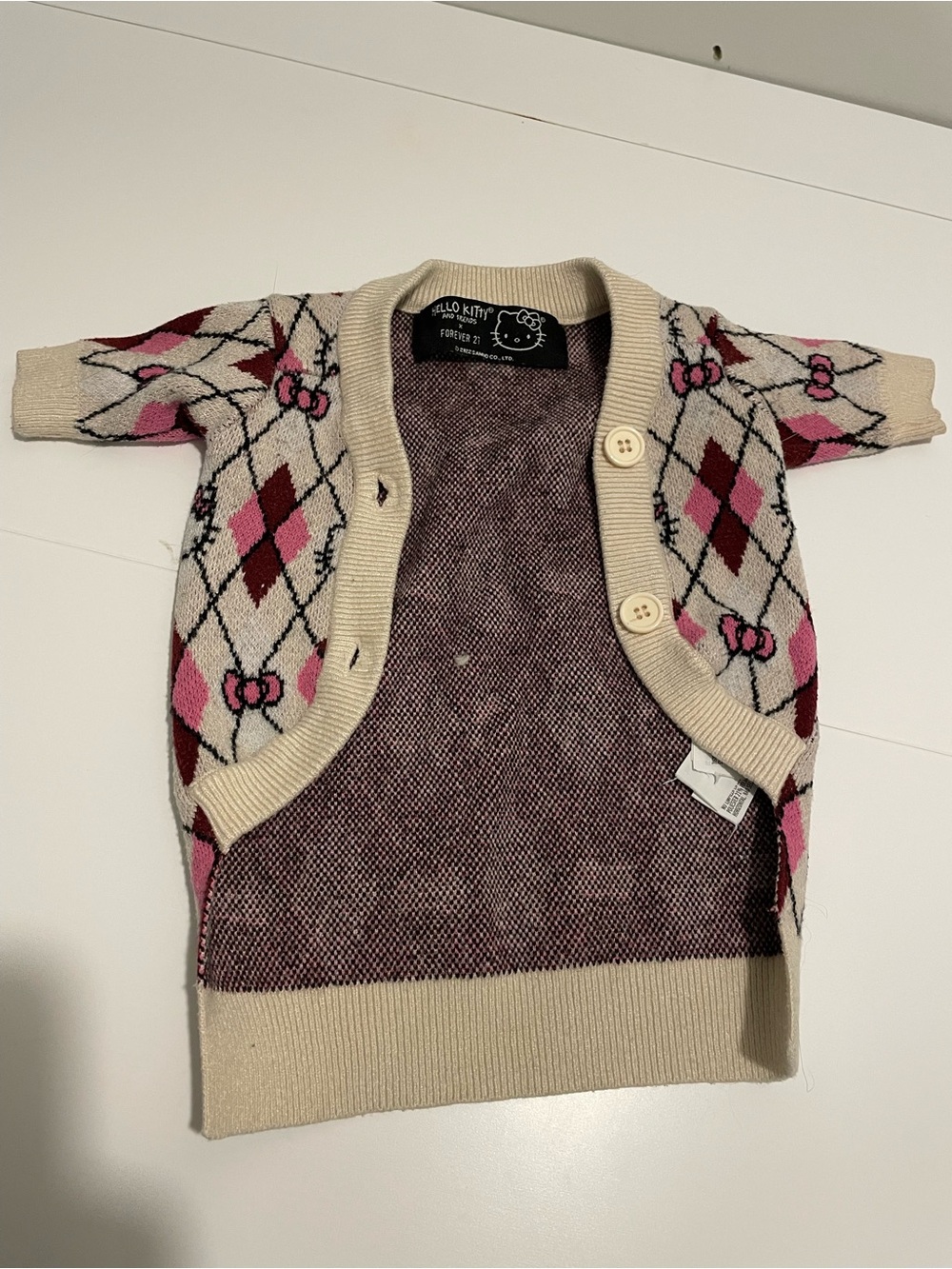 Forever 21 x Hello Kitty Collab Pet Cardigan Sweater Size XS Pink Fall Fashion